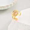 Chic Round Resin Opening Ring for Women,Gold Plated Stainless Steel Rings,Marine Style Set Jewelry Gifts