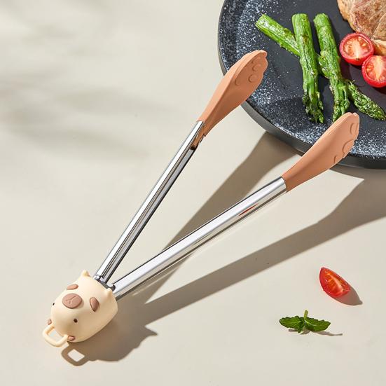 Silikon Lebensmittelzange Hochtemperaturbeständig Rutschfest Kochclip Klemme für BBQ Salat Grill