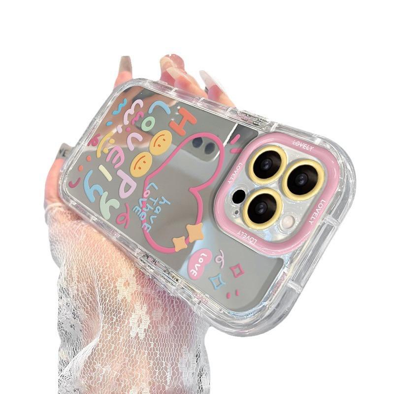 For Apple 17 Mobile Phone Case for IPhone16 Promax English Lines 14 Hearts 13 Mirror 12/15 Advanced