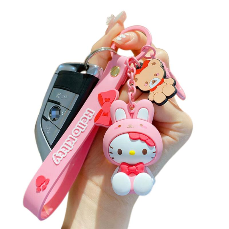 Sanrio Hello Kitty Figures Keychain Kawaii Melody Kuromi Doll Pendant Decoration Keyring Jewelry Girl&Kid Gifts Toys