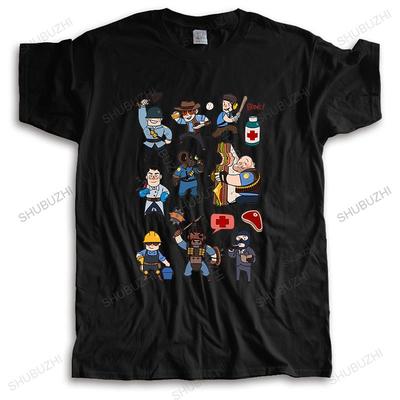 Herren Mode Marke T-Shirt Rundhals T-Shirt Team Fortress 2 - Alle Charakterklassen mit TF2 Logo Unisex T-Shirt Teenager Oberteile