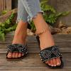 Fashion Women Luxury Flats Slippers Summer Designer Brand Beach Sandals Ladies Flat Open-toe Pearl Bow Shoes Slides