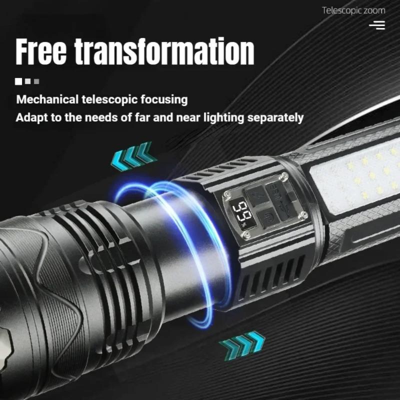 Powerful 5400mah LED Flashlight 3*18650 Battery Zoomable White Laser Torch Type-C Charging Outdoor Camping Tactical Lantern