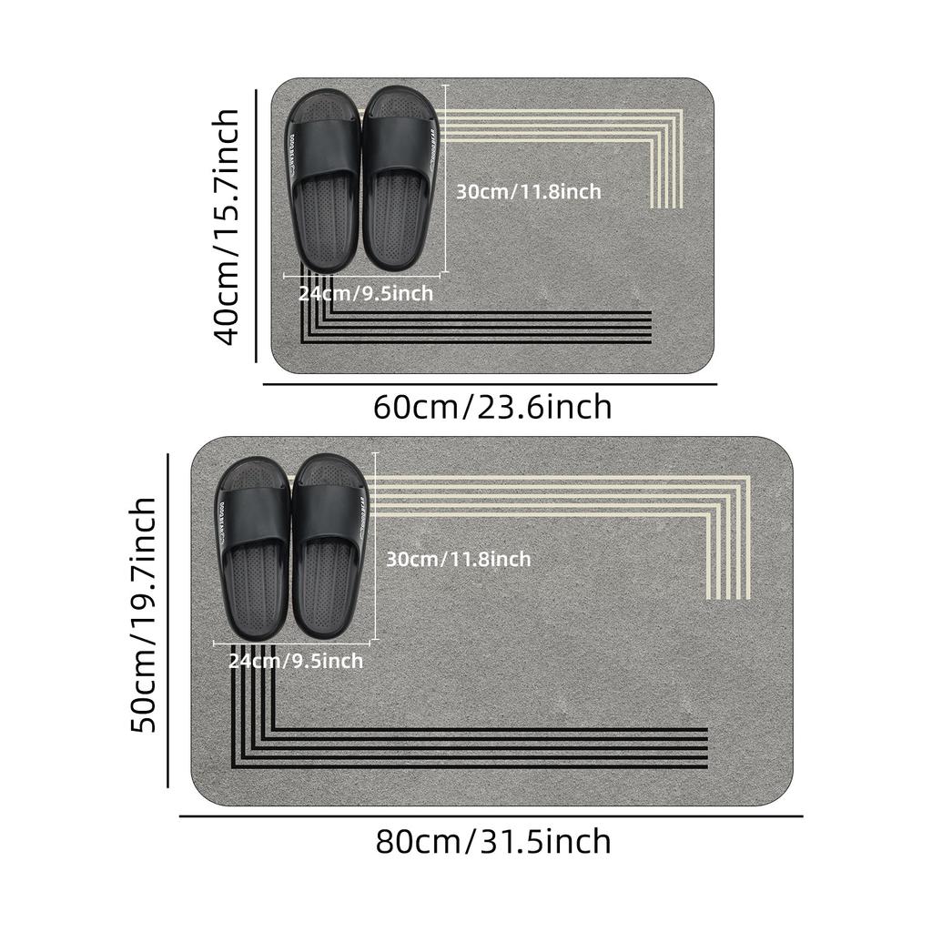 Non-slip Diatomite Bathroom Mat, Super Absorbent, Quick-drying, Soft Shower Mat, Machine Washable, Suitable for Bathrooms and Be