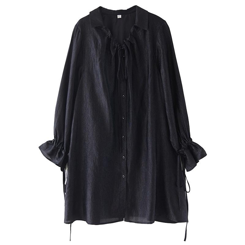 Long sleeve Plus size vintage new in dresses for women casual loose spring summer midi shirt dress