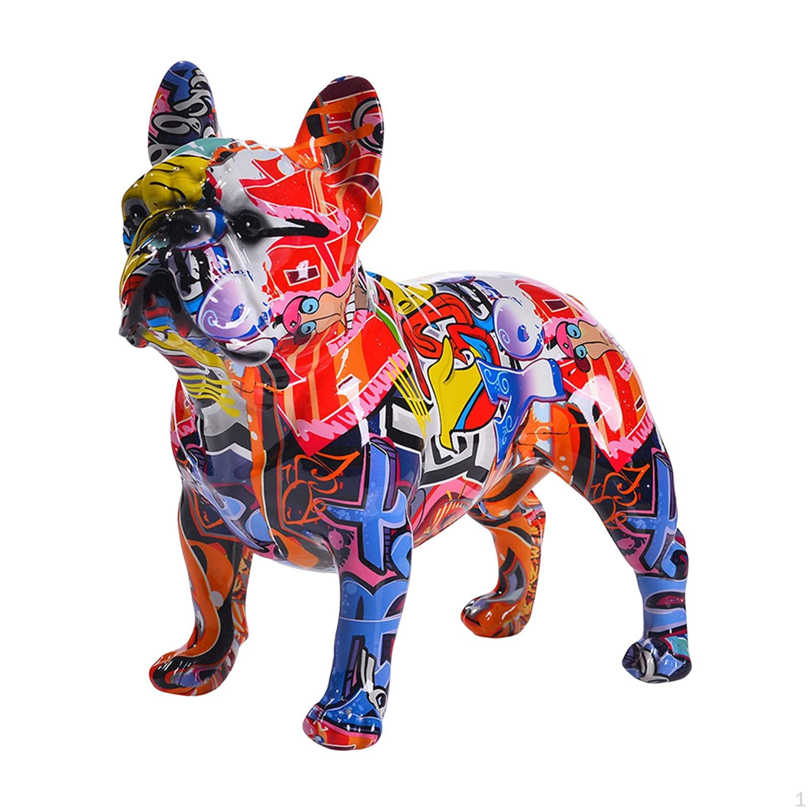 Статуя бульдога: Красочная фигурка животного для декора дома Style A