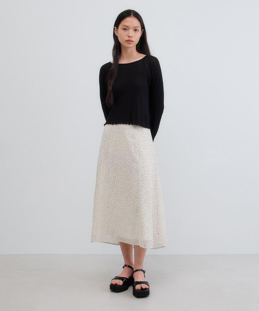 Manggomaenipeullijeu Ode Dot Flare Skirt_Cream