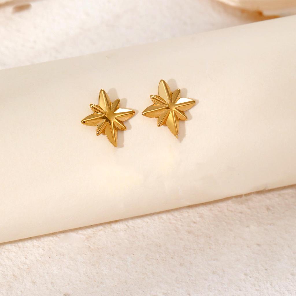 Minimalist Six-Pointed Star Titanium Steel Stud Earrings – Trendy and Chic Design