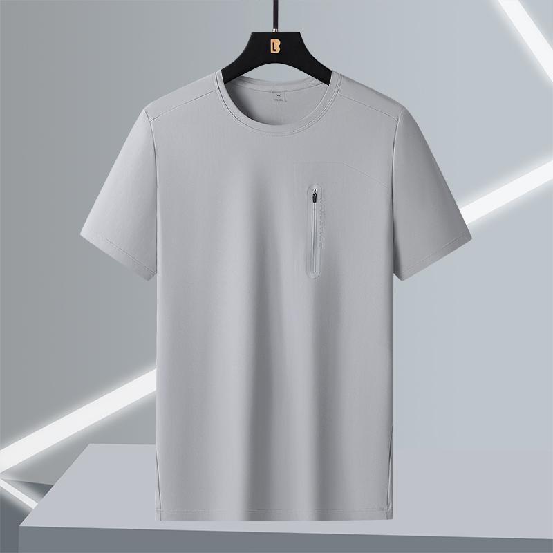 T-shirt Men's Short-sleeved Ice Silk Large Size Round Neck Quick-drying Stretch Short-sleeved T-shirt L-7XL