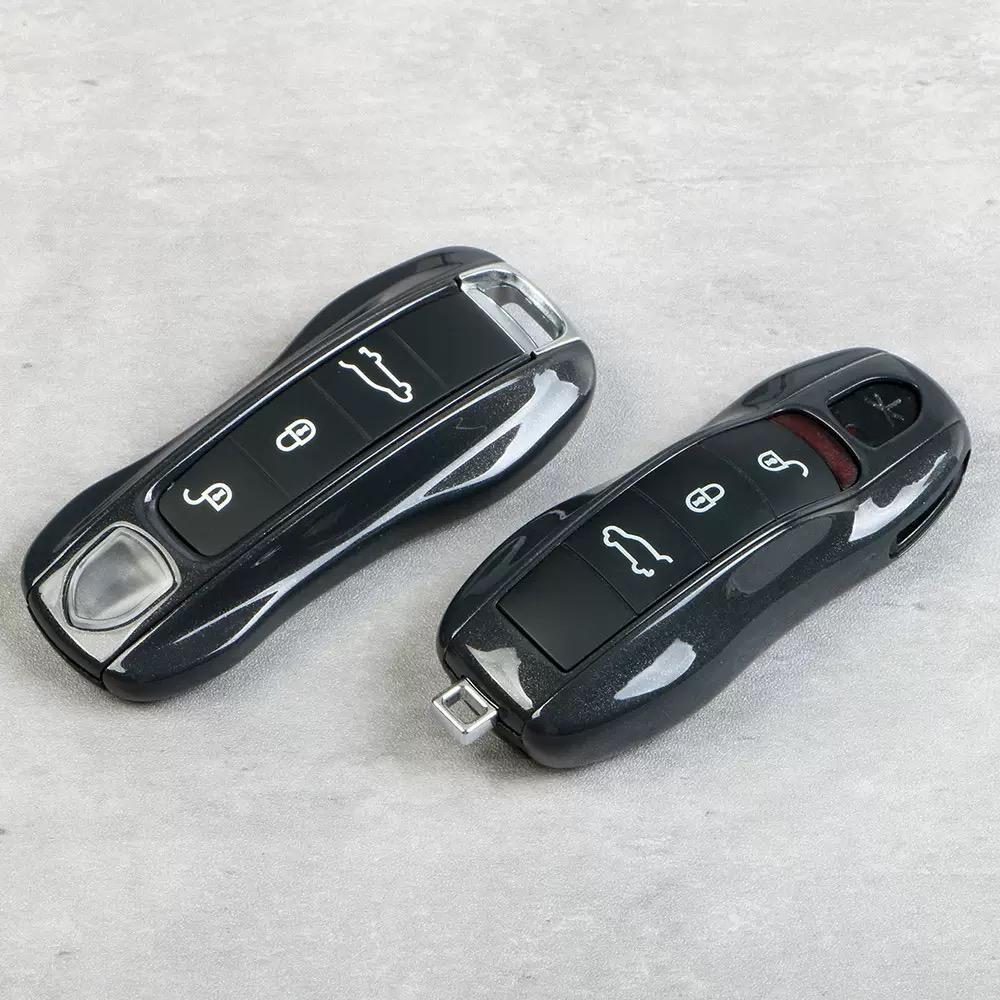 Car Key Case Agate Grey for Porsche Panamera Cayenne Cayman Boxster 718 911 Macan Remote Control Fob Protective Shell Cover