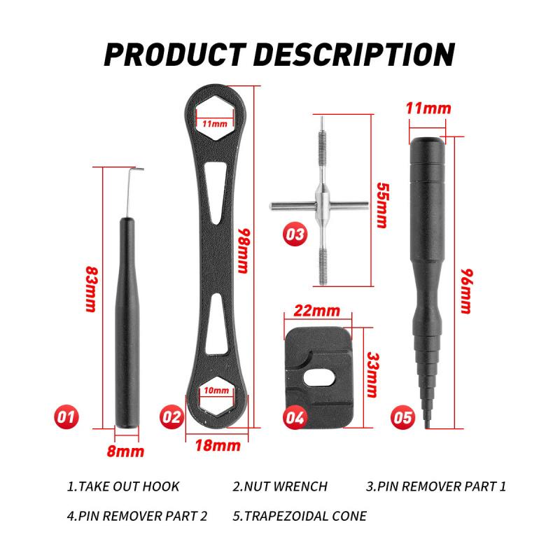 Lure Fishing Reel Maintenance Tools, Spool Bearing Pin Remover, Repair and Disassembly Wrench Set, Baitcasting Reel Modification