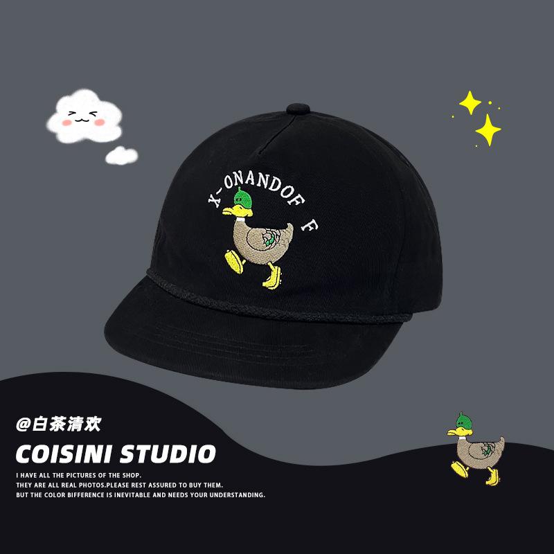 

мультяшна зелена качка бейсболка з плоским козирком дівчина модний бренд хіп-хоп широкопола кепка з козирком чоловік показує маленьке обличчя Adjustable чорний