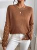 2025 Women's Winter Beaded Round-Neck Sweater - European & American Drop Shoulder Knit Pullover
