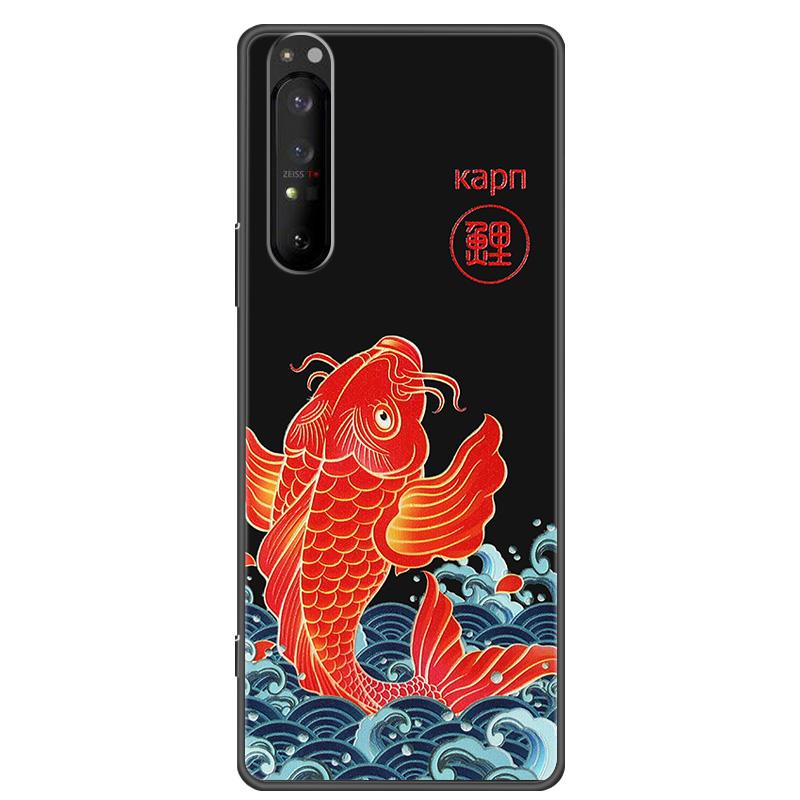 Retro 3D Case for Sony Xperia 1 5 10 II Relief EMBOSS Silicone Cover for Sony Xperia 1 5 10 III XZ4 XZ5 Bumper Shell