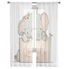 Bellissime tende in tulle con elefante e uccello per soggiorno, camera da letto, finestra, tende trasparenti, cucina, balcone, tende in voile