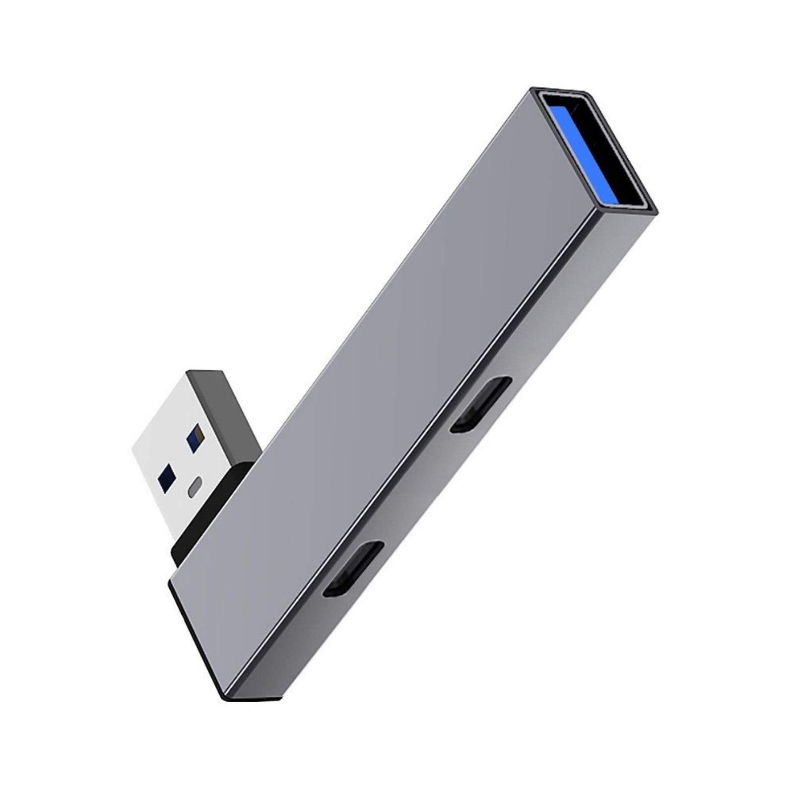 

USB3.0 Хаб USB Разветвитель USB на 2Type C+USB Адаптер-хаб с высокоскоростной передачей данных для Windows Mac OS Linux Android серый
