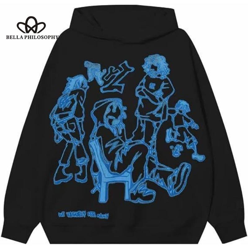 Y2K Graffiti Street Volný čas Sportovní Mikina Volný Kreslený Potisk Svetr Svetr Hip Hop Pánské a Dámské