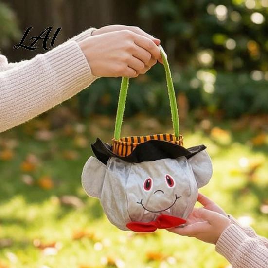 Kids Party Gift Sacks Halloween Candy Bags for Kids Trick or Treat Handbag with Handle Spooky Reusable Cloth Goodie Witch Ghost Black Cat