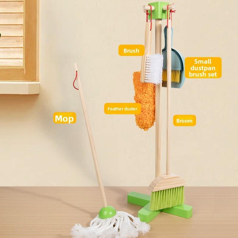 Cleaning Wooden Kids Toy Kit Interactive Role Play Emotional Cognitive Growth