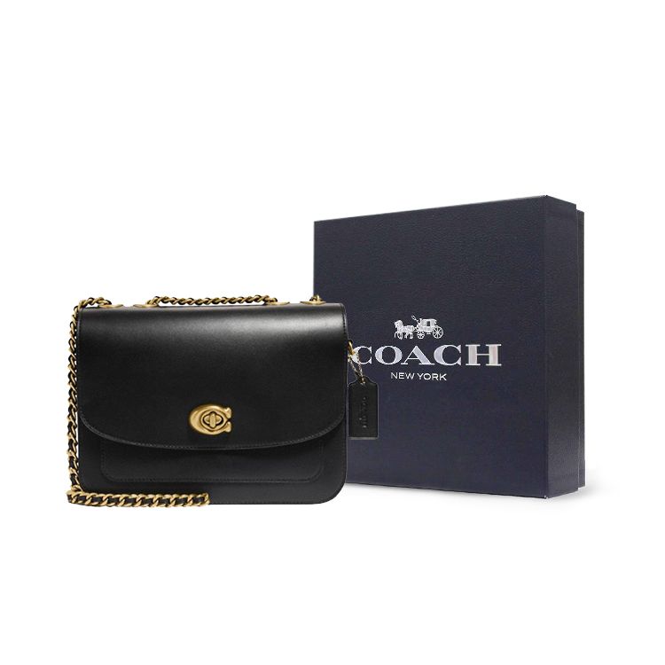 Coach Madison 23 Glatte Kette Klappe Leder Kleine Schulter Crossbody Tasche Damen Taschen Schwarz 5211-B4BK