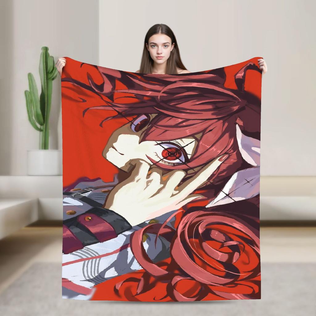 Kasane Teto Blanket Anime Vtuber Plush Novelty Soft Throw Blanket for Bedspread Textile Decor