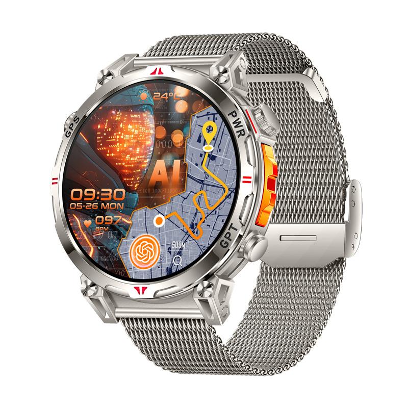 KC93 Men Smart Watch 1.56inch AMOLED GPS Positioning Outdoors Sports Fitness Tracker Bluetooth Calling Large Battery Smartwatch