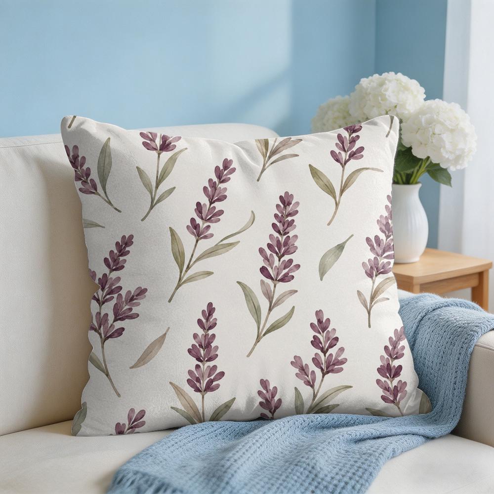 Lavendelblüten Kissenbezug Kurzer Plüsch Weich Beidseitiger Druck Kissenhülle Gemütlich Sofa Schlafzimmer Heimdeko Geschenk
