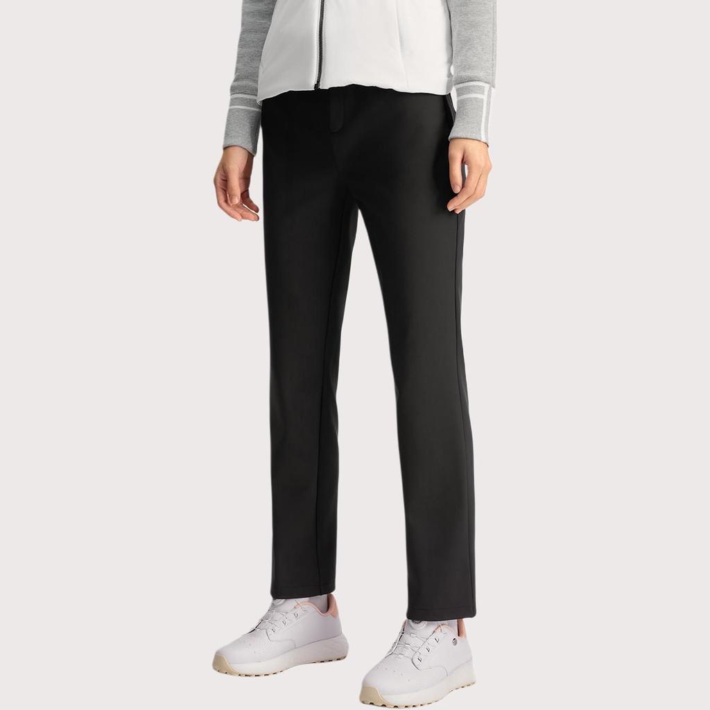 Fila Golf Series Solid Color Comfortable Straight Leg Knit Sports Pants Women Pants Black A11W515601F-BK