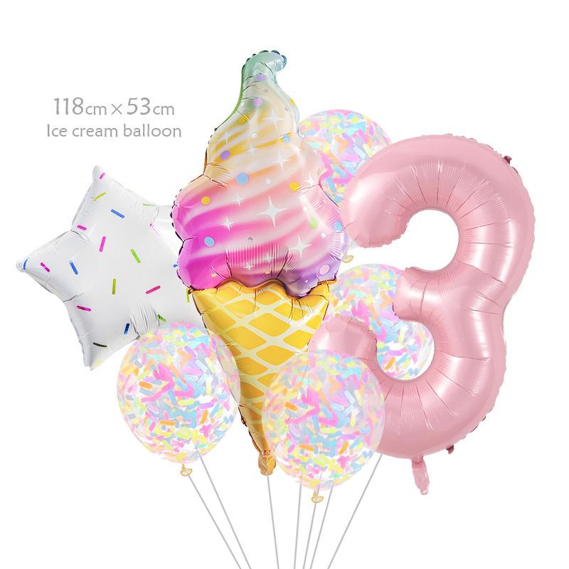 8 Pcs Donut Ice Cream Star Balloon Colorful Paper Confetti Balloon Set for Baby Shower Girl's Donut Birthday Party Decorations