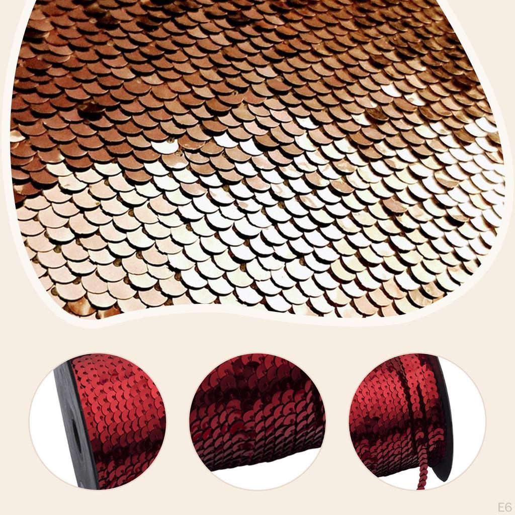 And Easy-to-Use Paillette Flat Trim Strips, 6mm Wide, Ribbon Roll for Crafts, Sewing, Costume