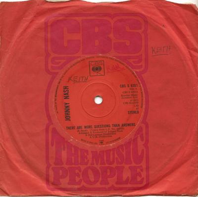 7-Zoll Schallplatte JOHNNY NASH - There Are More Questions Than Answe CBSS8351 CBS 1972 UK Reggae, Ska & Dub Gebraucht