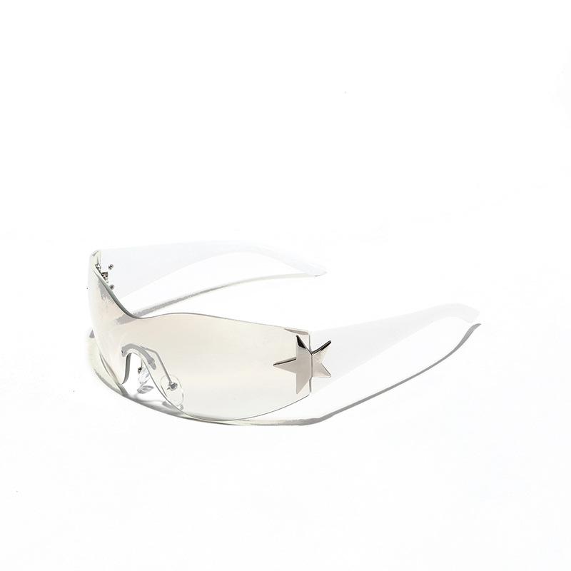 Glasses One-Piece Frameless Sunglasses Women'S Trend Personality Cycling Pentagram Sunglasses Men