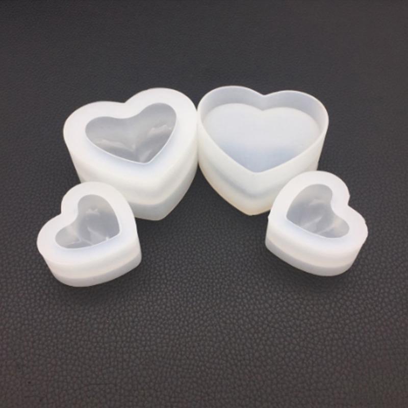 2pcs 3D Love Heart Silicone Mold Aroma Plaster Candle Mould DIY Dessert Mousse Baking Pastry Candy Moulds Cake Decoration