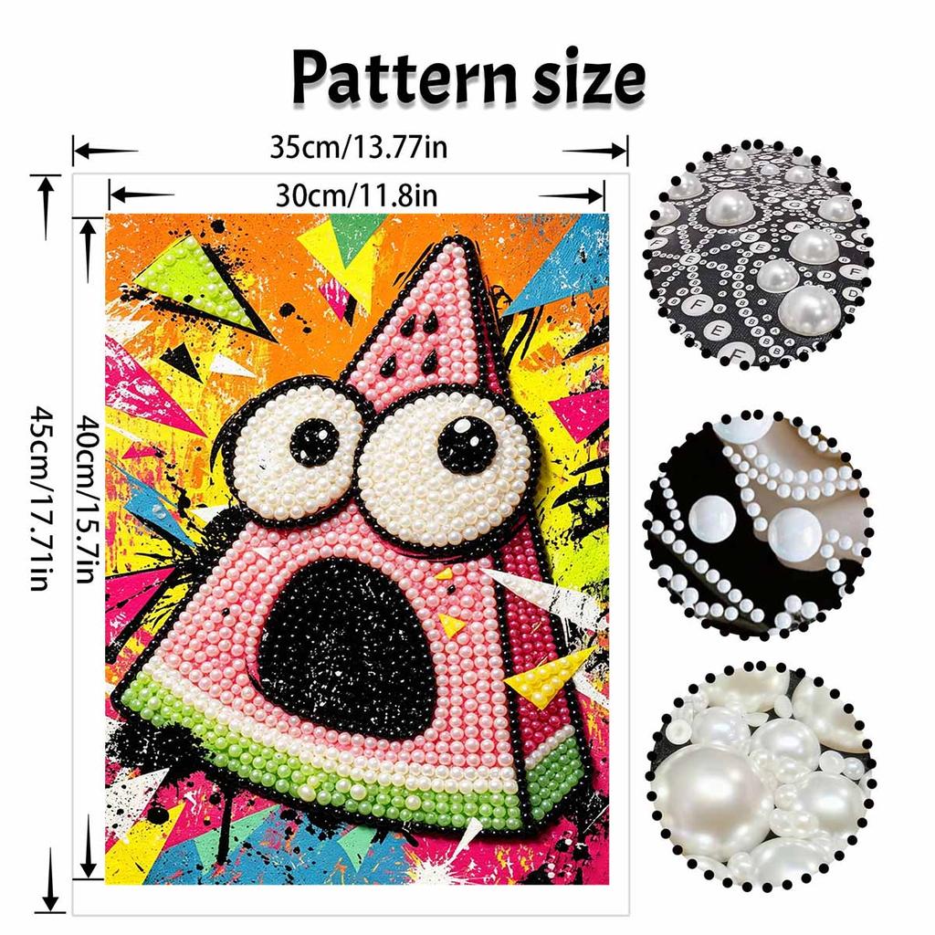 Pearl Painting DIY Kit Vibrant Watermelon Character Design Frameless Shiny Bead Canvas Creative Craft for Home Wall Decor Art Supply