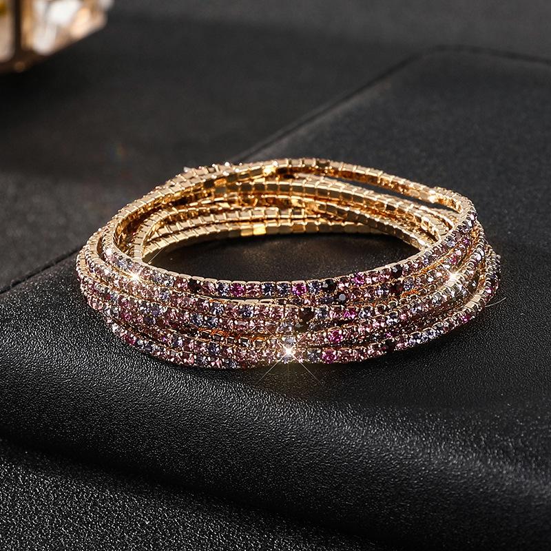 Diamond Elastic Bracelet Color Zircon Rhinestone Claw Chain Crystal Bracelet Gemstone Full Diamond Jewelry