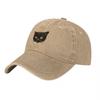 Black Cat Embroidered Washed Canvas Baseball Cap with Cool Feline Design for Casual Streetwear Style and Everyday Wear