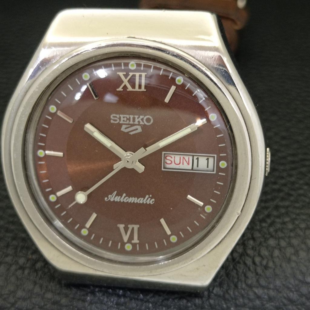 AUTOMATIC VINTAGE SEIKO 5 6309A JAPAN MENS BROWN COLOR DIAL WATCH a500833-5 R154-a500833