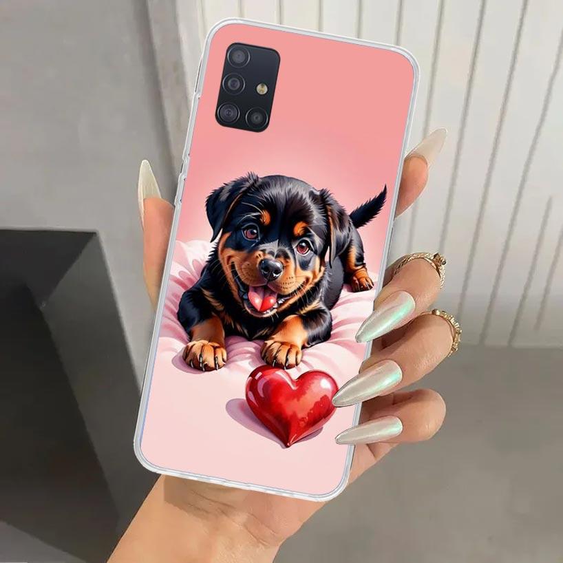 Lovely Puppy Heart Dogs Phone Case for Samsung Galaxy A52 A32 A22 A12 A02S A50S A30S A10S Note 20 Ultra 10 Plus S10 A31 A20 A71