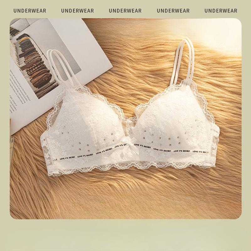 Sexy Lace Thin Strap Women's Bra Breathable Thin Style Wire-Free Comfortable Backless Underwear