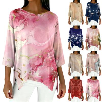 Women's 3/4 Sleeve Shirts Graphic Tees Shirts Casual Basic Tops Pullovers