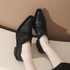 Autumn New Block Heel Single Shoes Women's Pointed Toe Deep Mouth Pleated Non-Slip Wear-Resistant Low Top Shoes