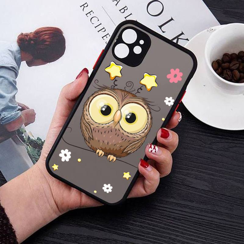 Cute Owl Phone Case for iPhone X XR XS 7 8 Plus 11 12 13 Pro MAX 13mini Translucent Matte Case