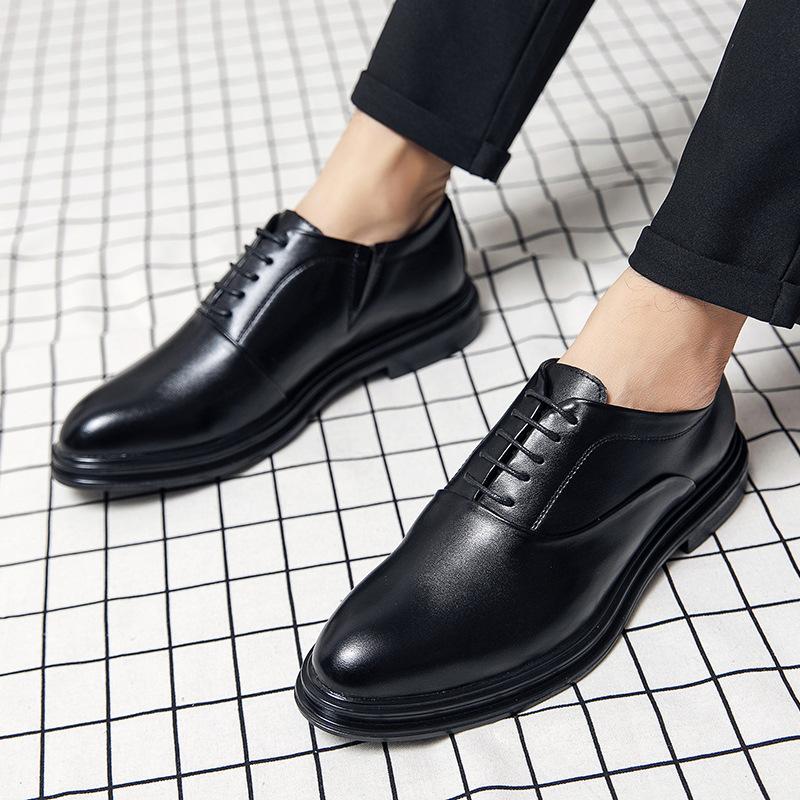 Spring new Brock men's shoes British Korean version trend heightening men's business dress casual leather shoes wedding shoes