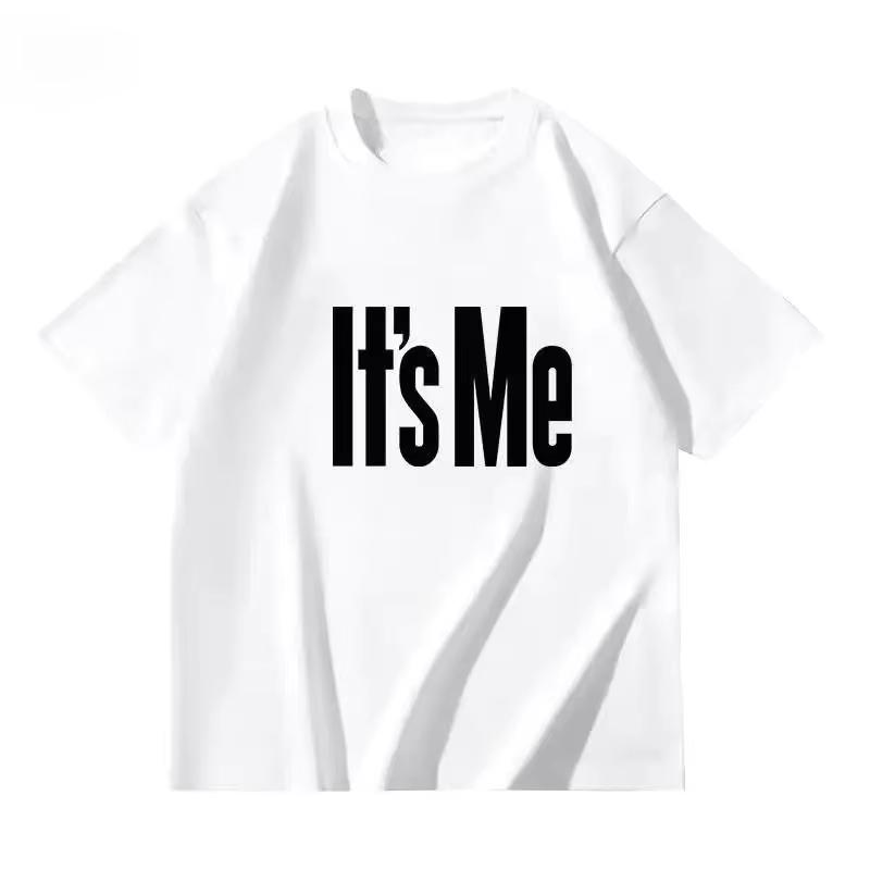 Its Me Letter Tshirt Vintage Loose Oversized Unisex Tshirt Harajuku Streetwear Trendy Cotton Print Breathable Couples Soft