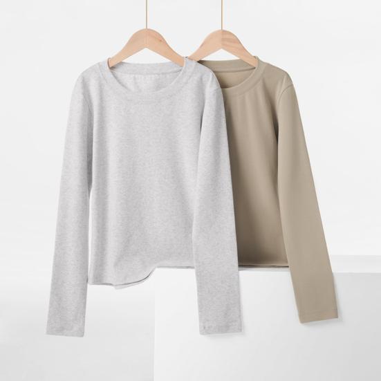 Dámské tričko s dlouhým rukávem, tričko s kulatým výstřihem, prodyšné, šetrné k pokožce, základní tričko, podzimní zimní vnitřní vrstva, top