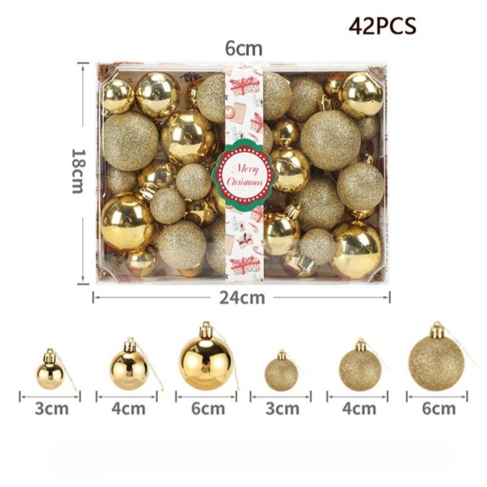 42Pcs/set Xmas Baubles Christmas Ball Set Plastic Xmas Ornament Ball Xmas Tree Hanging Pendant