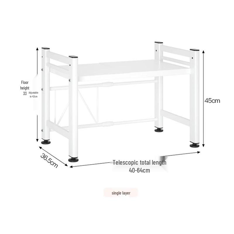 Two-Layer Telescopic Carbon Steel Microwave Oven Rack for Countertop Storage