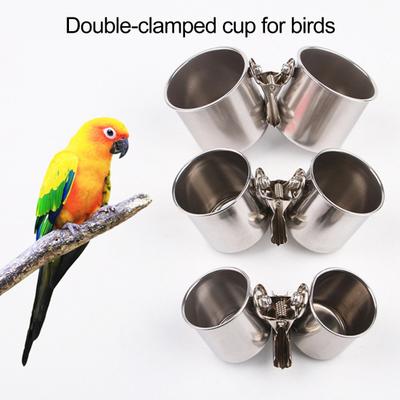 Vogelfutterdose mit Klemme, Futternapf für Papageien, Edelstahl, Anti-Nagen, einfach zu installierende Futterbox für Vogelkäfige