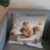 2D Low-Poly Squirrel With Pinecone Throw Pillow Pattern Cushion Cover Suitable For Sofa Bedroom Car Pillow Cover