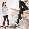 Large Size Spring and Autumn Elastic Thin Women's Black Small-foot Leggings, Thin Stepping Glossy Pants, and Leggings